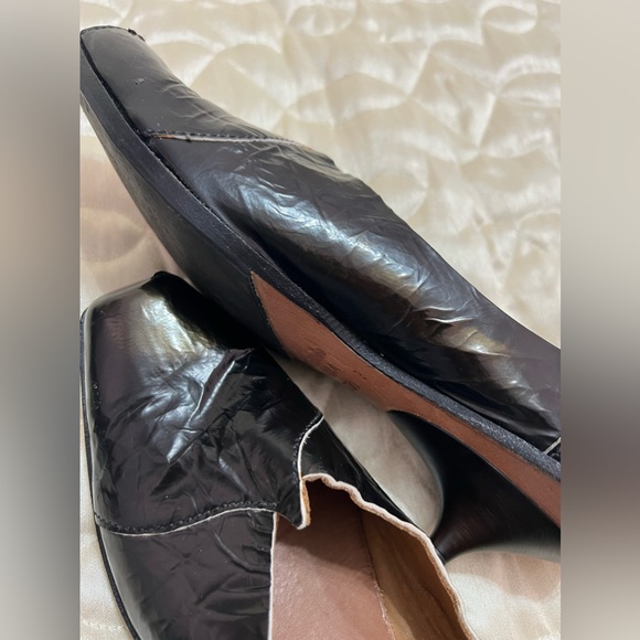 CYDWOQ Vintage Black Leather Kitten Heels Pumps Glossy Soft Iridescent 37 Shoes - Picture 11 of 11